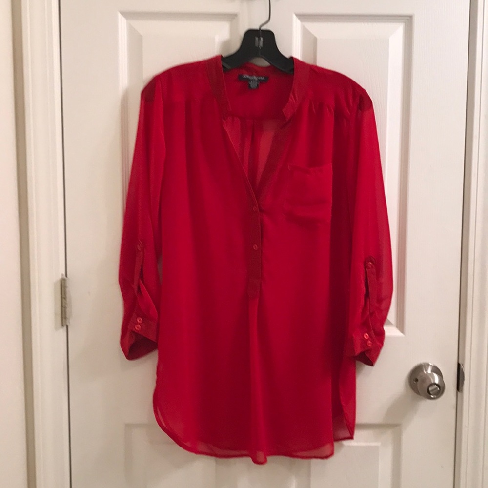 Sheer Red Blouse